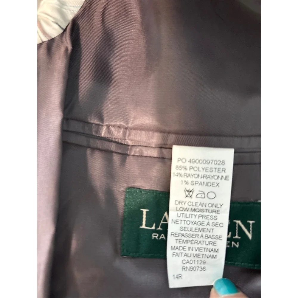 Lauren Ralph Lauren Blazer Boy 14R Gray Herringbone Brown Elbow Patch Sport Coat